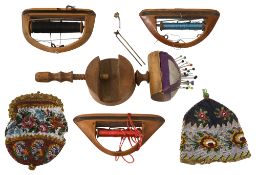 A 19th century continental whitewood sewing clamp and other items