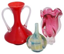 Three pieces of Art glass