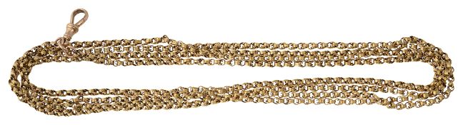 A 15ct gold double row fancy link guard chain