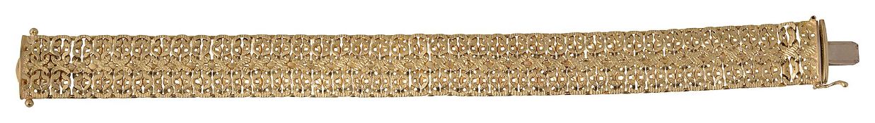 A continental 18ct gold textured mesh articulated bracelet