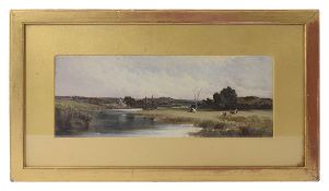 English School (19th century) 'Near Thetford, Norfolk' oil on canvas
