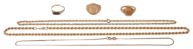 A collection of 9ct gold jewellery