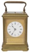 A large late 19th century French gilt brass cased repeating carriage clock