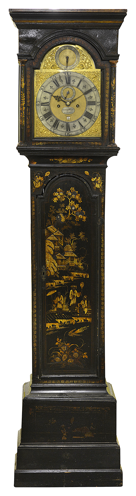 A George III black lacquered longcase clock