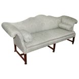 A George III mahogany and upholstered sofa