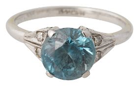 A zircon and diamond-set ring