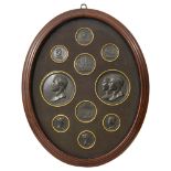 After Bertrand Andrieu (French, 1761-1822) A framed group of ten portrait plaques/ medallions relati