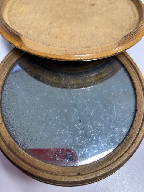 An early 19th century Tunbridge ware ‘The Millers Tomb’ travelling mirror and a white wood box - Image 6 of 10