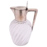 A Russian silver mounted cut glass claret jug c.1900