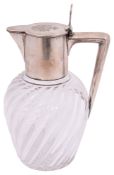 A Russian silver mounted cut glass claret jug c.1900