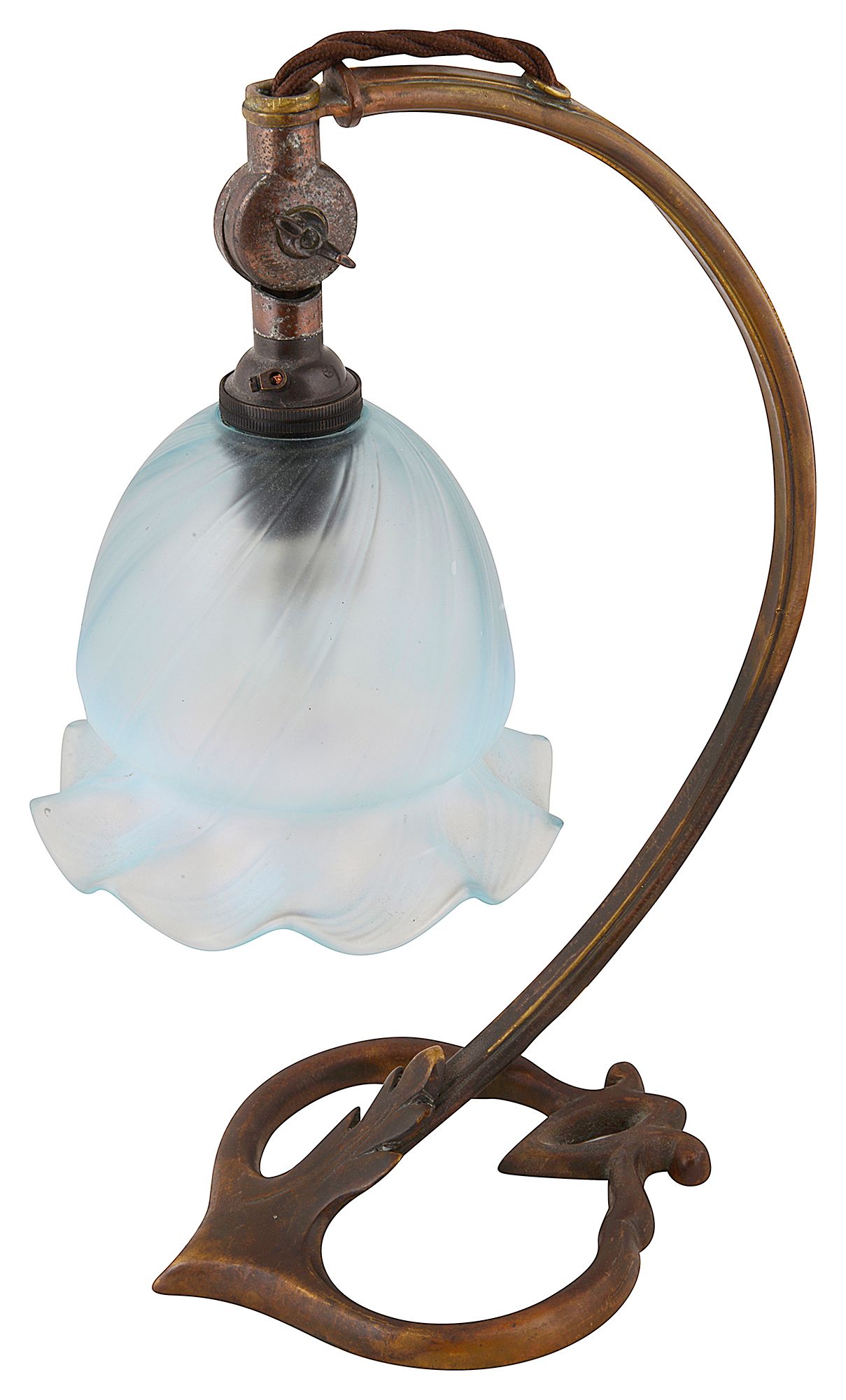 An Art Nouveau bronze table lamp in the manner of Benson