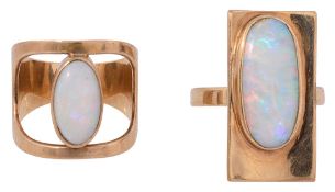 A 9ct opal dress ring together with another ring