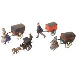 Three late 19th century French tinplate flywheel driven toys