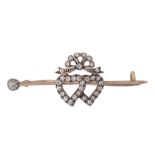 Diamond Double Heart Brooch