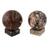 Two 19th century Grand Tour specimen marble spheres