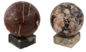 Two 19th century Grand Tour specimen marble spheres