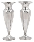 A pair of George V silver vases