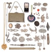 A collection of silver and costume jewellery