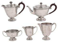 A George V silver five piece tea service