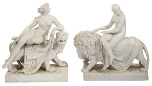 Two 19th century large Minton Parian groups, "Ariadne and the Panther" and "Una & the Lion"