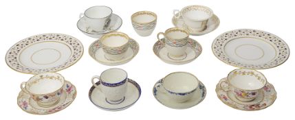 A collection of 18th and early 19th century English porcelain cups and saucers