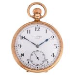 A 9ct gold Benson open faced pocket watch