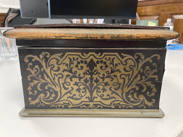 A George IV cut brass boulle marquetry and ebony work box - Image 10 of 10