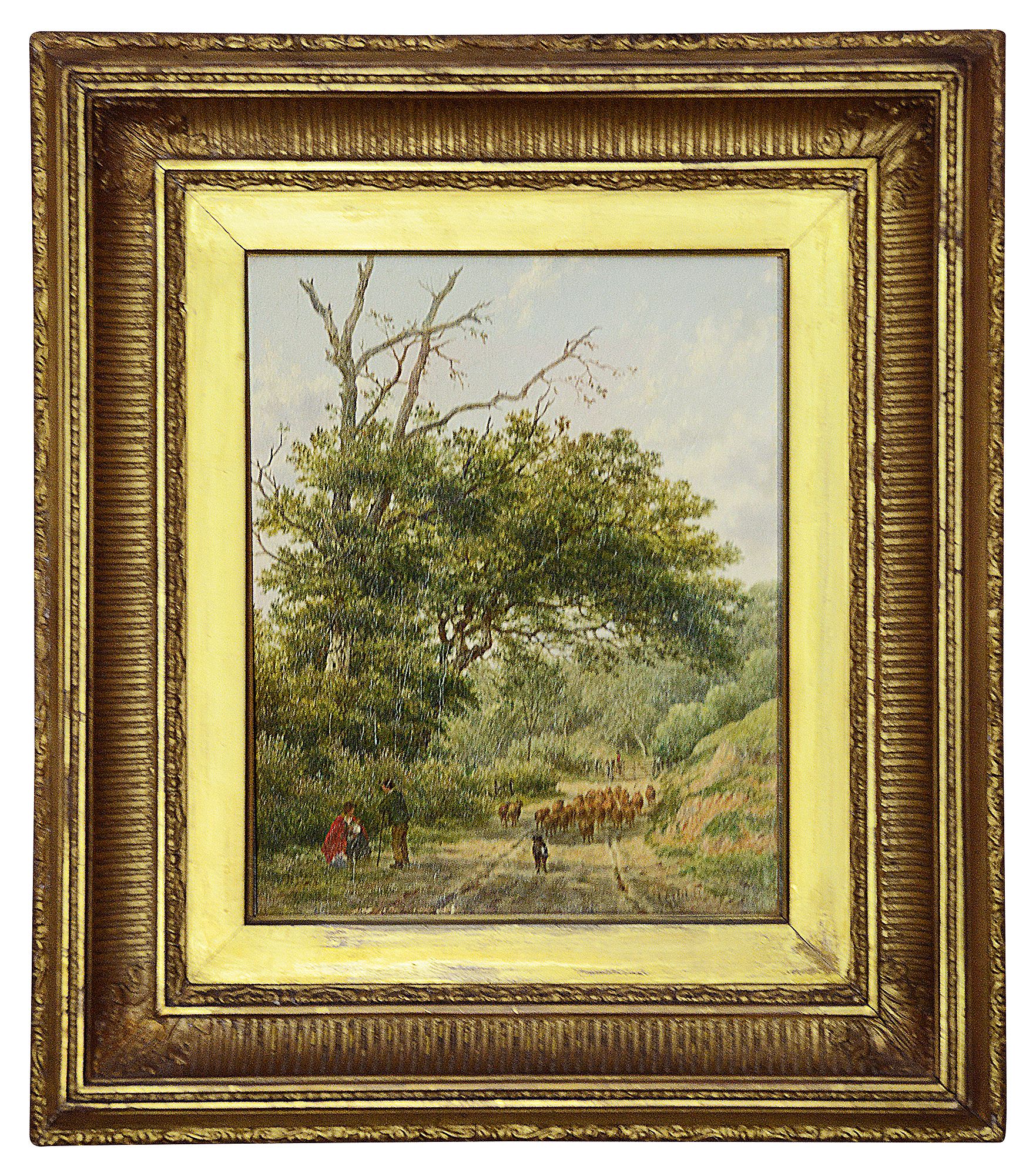 Julius Godet (British., fl.1844-1884) 'Flock of sheep' oil on canvas