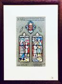 HARCOURT MEDHURST DOYLE- DESIGN FOR WINDOW STAINED GLASS, ST PETER, MALTON, INK AND WATERCOLOUR,