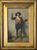 JOHN DAWSON WATERCOLOUR- THE CAVALIER, FRAMED AND GLAZED, APPROXIMATELY 36cm x 22cm