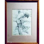 DENIS GILBERT LSC- SKETCH OF GIRL DRESSING, CIRCA 1980, SIGNED GILBERT, FRAMED AND GLAZED,