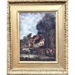 IN THE MANNER OF CONSTABLE, 19th CENTURY- RURAL VALLEY SCENE, APPROXIMATELY 51cm x 36cm