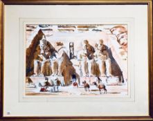 ROY PETTIT LSC, WATERCOLOUR- ABU-SIMBEL, FRAMED AND GLAZED, APPROXIMATELY 24.5cm x 25.5cm