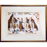 ROY PETTIT LSC, WATERCOLOUR- ABU-SIMBEL, FRAMED AND GLAZED, APPROXIMATELY 24.5cm x 25.5cm