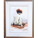 ROY PETTITT LSC WATERCOLOUR- ANITA, SIGNED LOWER LEFT 1986, FRAMED AND GLAZED, APPROXIMATELY 25cm