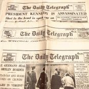 THREE OLD REPRINT NEWSPAPERS- JF KENNEDY, CHURCHILL, ETC.