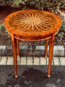 MAHOGANY 'STAR BURST' INLAID CIRCULAR TABLE