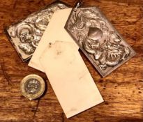 IVORY NOTEPAD WITH SILVER REPOUSSE COVERS, APPROXIMATELY 7cm LONG