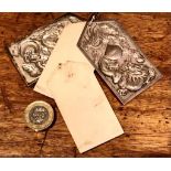 IVORY NOTEPAD WITH SILVER REPOUSSE COVERS, APPROXIMATELY 7cm LONG