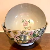 TWO ORIENTAL CERAMIC BOWLS ONE REPAIRED