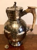 KEMP OF BRISTOL STAMPED SILVER PLATED WATER JUG, APPROXIMATELY 22cm HIGH CIRCULAR FOOT DENTED