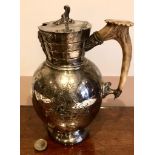 KEMP OF BRISTOL STAMPED SILVER PLATED WATER JUG, APPROXIMATELY 22cm HIGH CIRCULAR FOOT DENTED