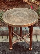 FOLDING CIRCULAR BRASS CAIRO TABLE, CIRCA 1930