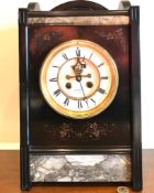 SLATE AND MARBLE CLOCK, HENRY MARC PARIS, APPROXIMATELY 39.5 x 25cm