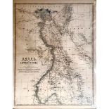 UNFRAMED MAP OF EGYPT AND LOWER NUBIA, BLACKWOODS EDINBURGH LONDON, APPROXIMATELY 57 x 43cm