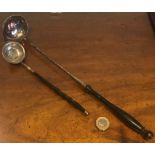 SILVER PUNCH LADLE, GEORGE II COIN TO BOWL AND SILVER PLATED LADLE
