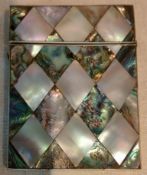 MOTHER OF PEARL CARD CASE SOME DAMAGE TO INLAY OTHERWISE REASONABLE CONDITION