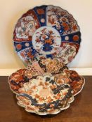 TWO JAPANESE IMARI PLAQUES, DIAMETER APPROXIMATELY 30cm AND 28cm REAR WITH CHIP ON LOWER LEFT