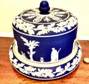 WEDGWOOD STYLE JASPER WARE CHEESE DISH AND COVER