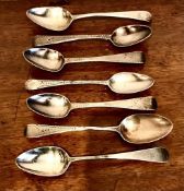 SEVEN VARIOUS SILVER TEASPOONS- ANN AND THOMAS BATEMAN PLUS OTHERS